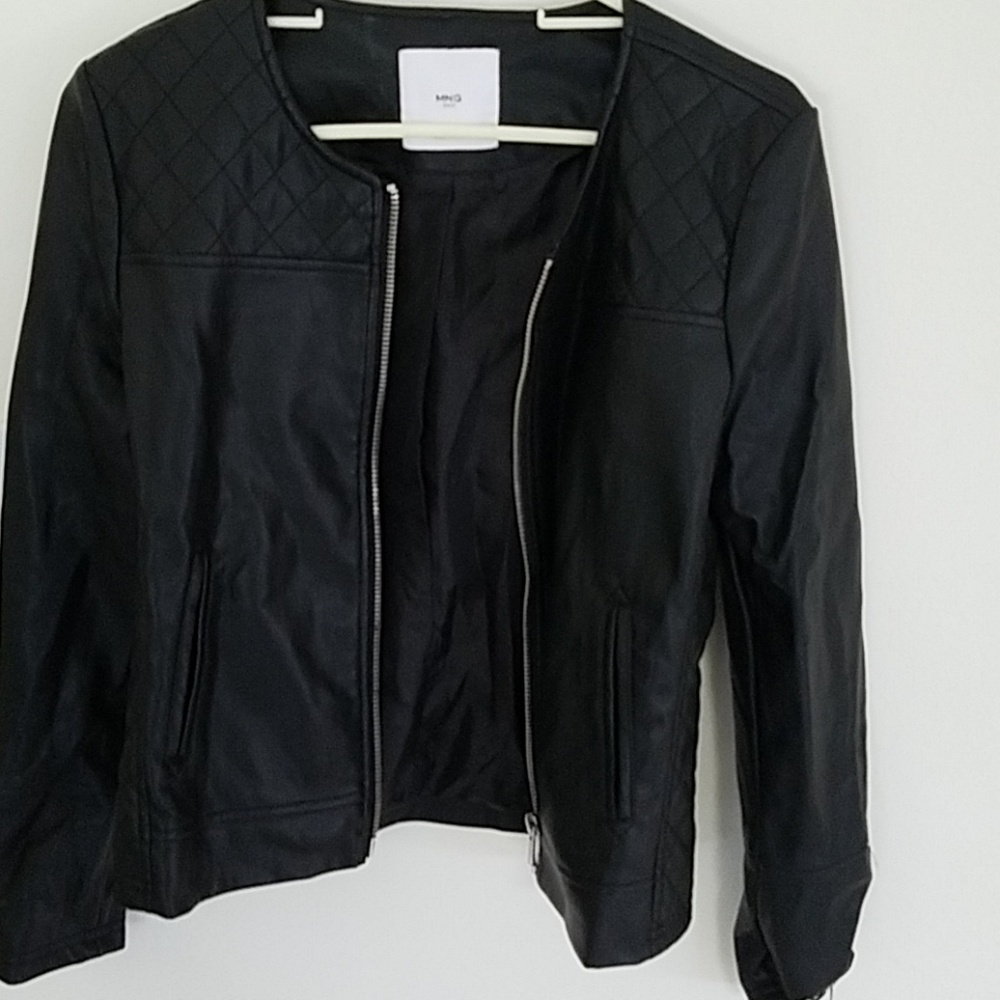 Mango black faux leather jacket